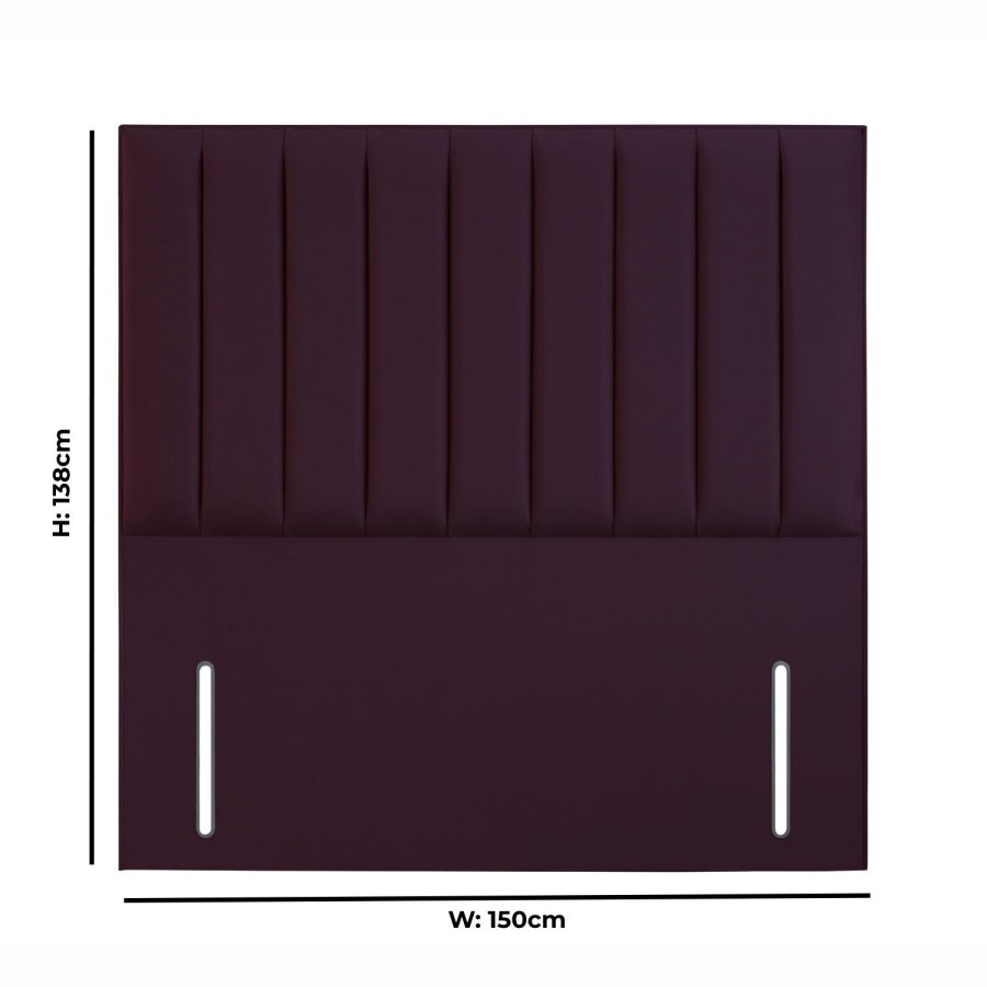 Velvet Burgundy King Size Headboard with Vertical Stripe - Langston