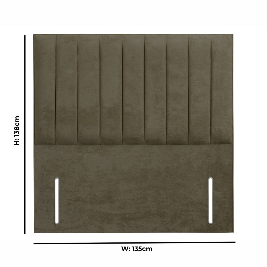 Kensington Beige Fabric Double Headboard with Vertical Stripe - Langston
