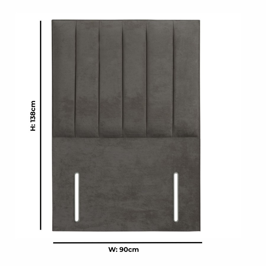 Grey Fabric Single Headboard with Vertical Stripe - Langston