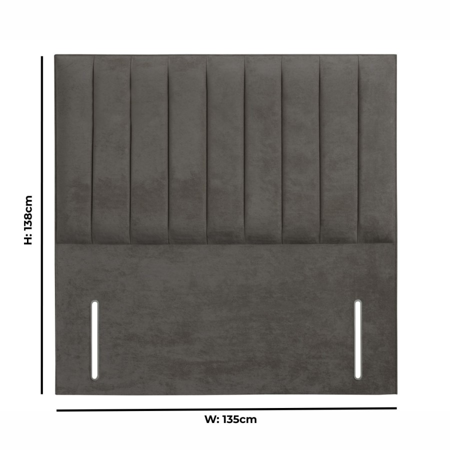 Kensington Grey Fabric Double Headboard with Vertical Stripe - Langston