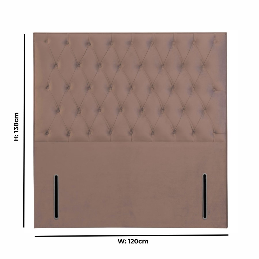 Pink Velvet Small Double Chesterfield Headboard - Langston