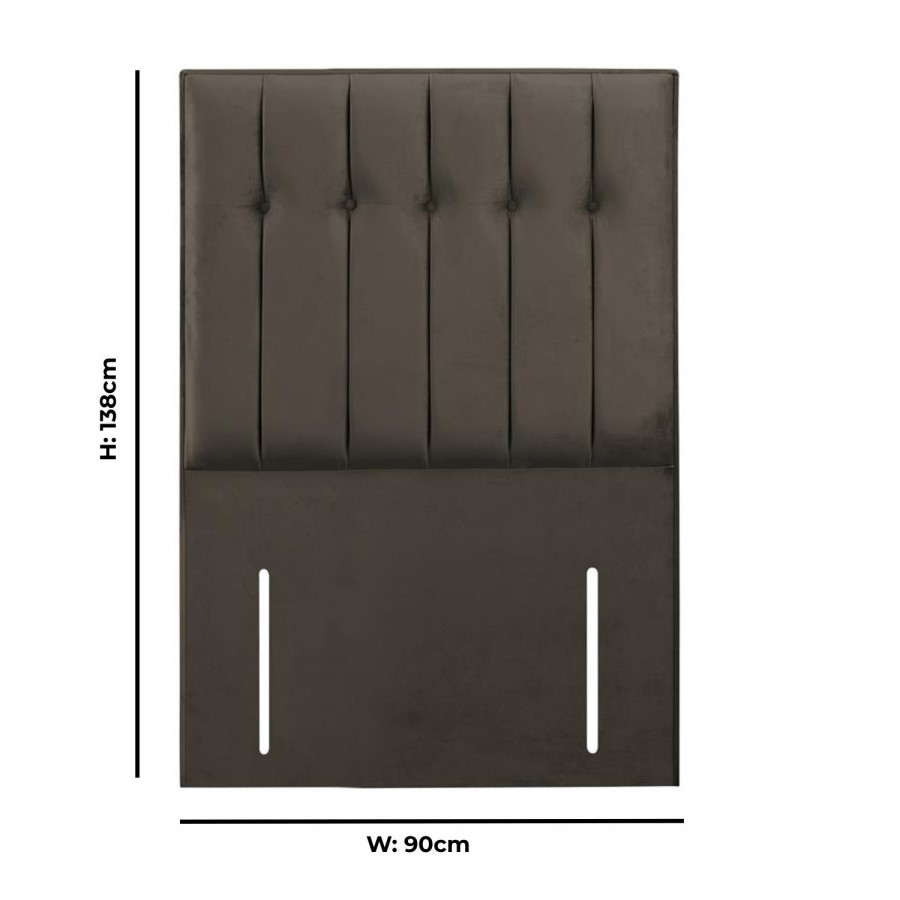 Mole Velvet Single Buttoned Headboard with Vertical Stripe - Langston