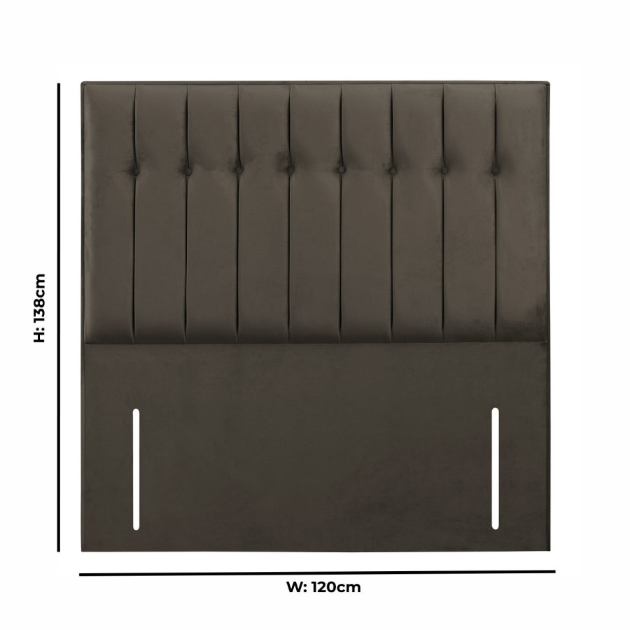 Mole Velvet Small Double Buttoned Headboard with Vertical Stripe - Langston