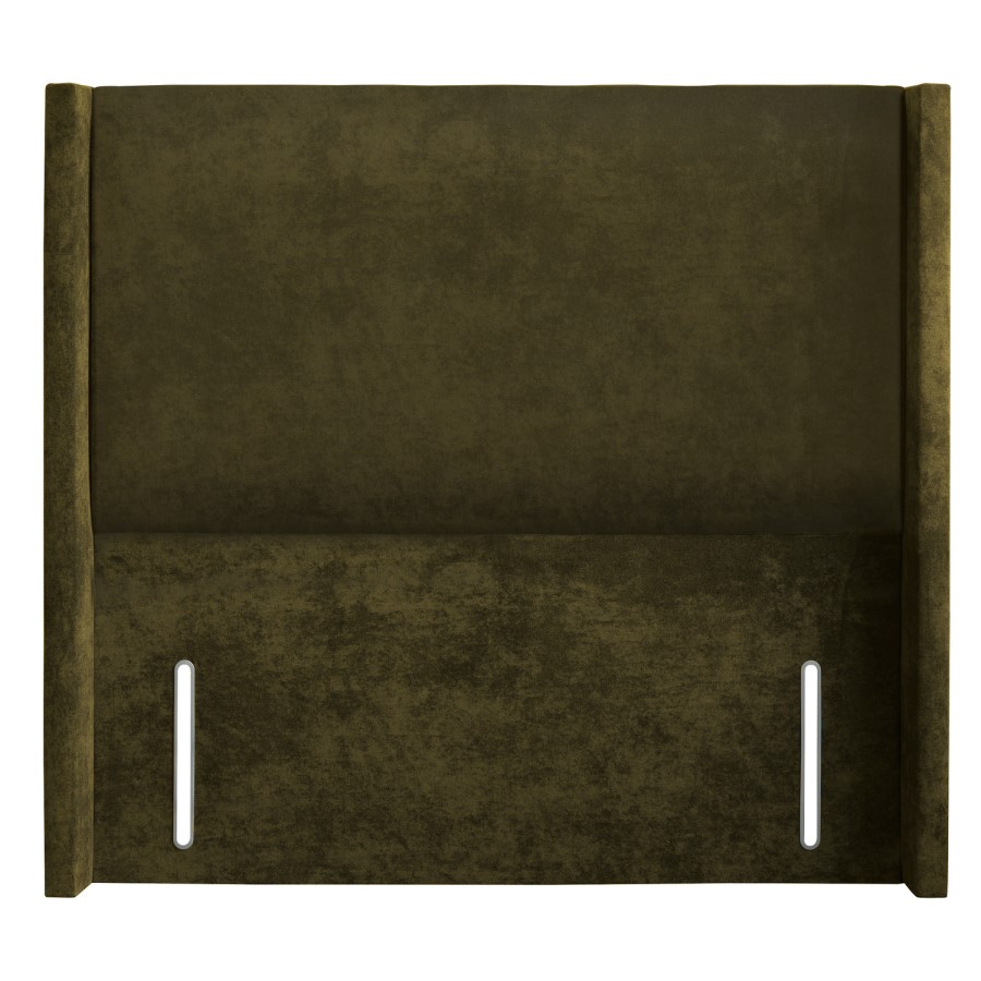 Moss Green Fabric Small Double Winged Plain Headboard - Langston