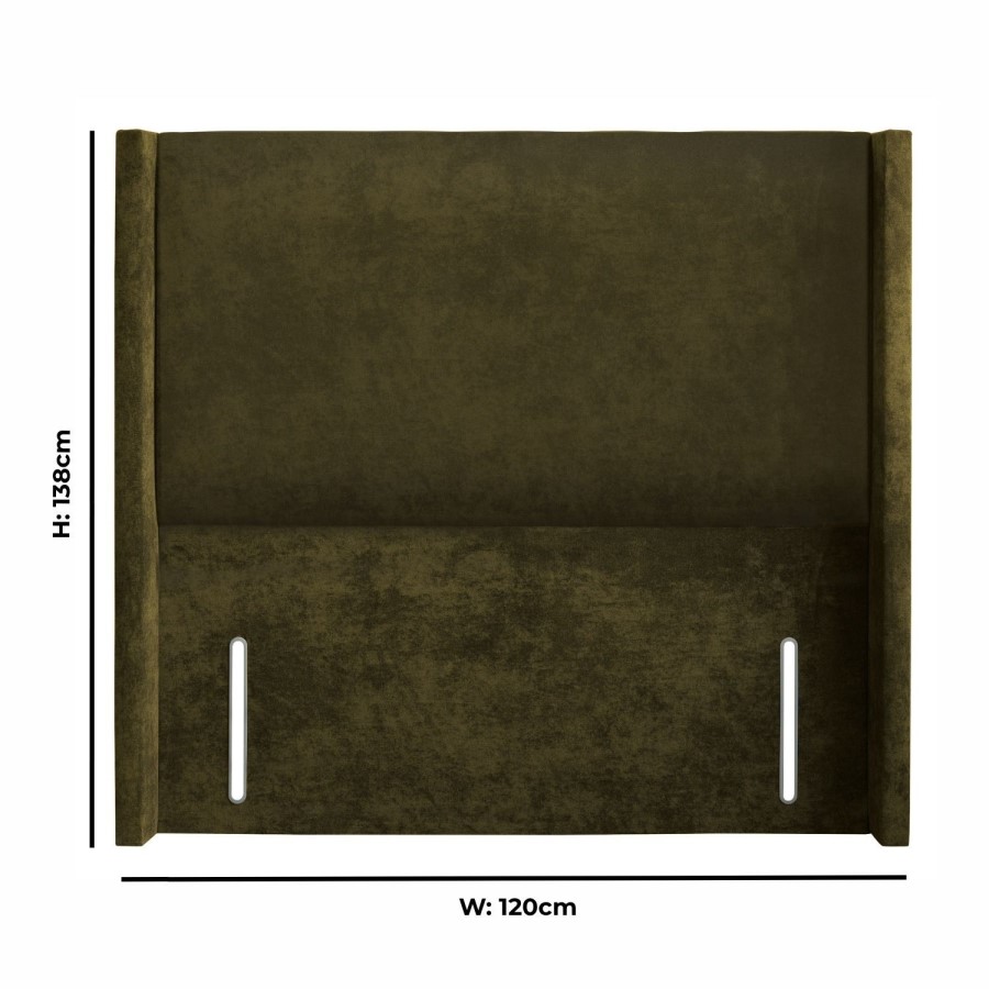 Moss Green Fabric Small Double Winged Plain Headboard - Langston