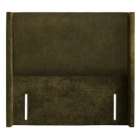 Moss Green Fabric King Size Winged Plain Headboard  - Langston
