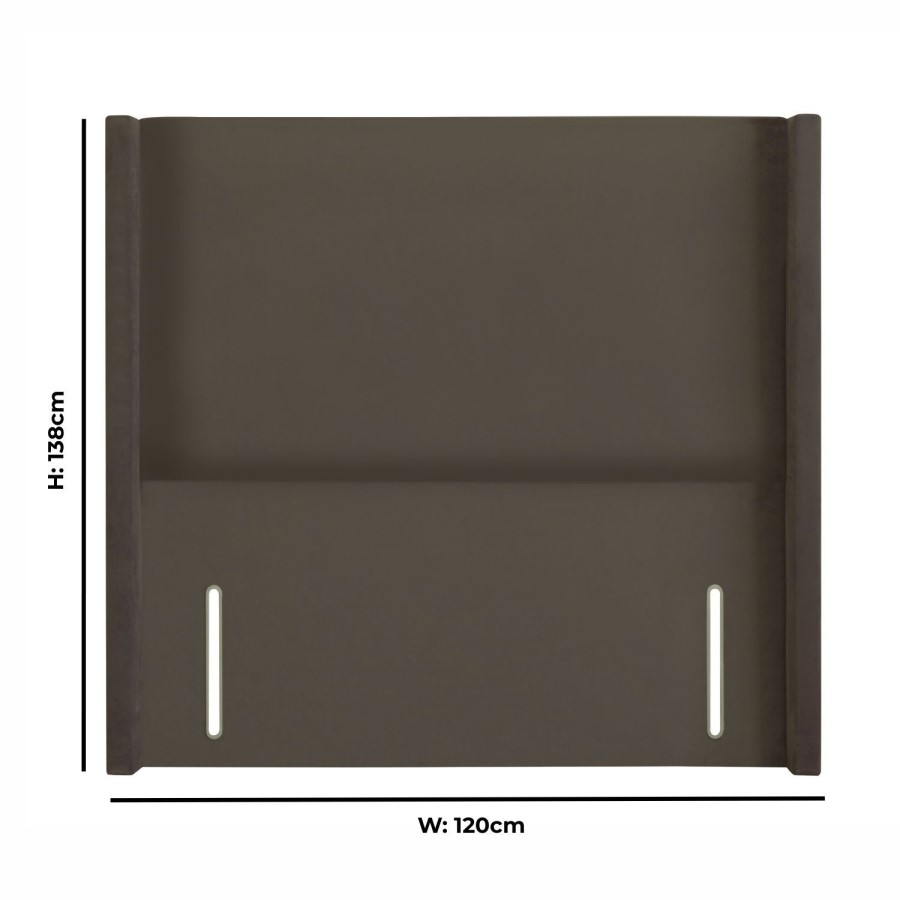 Mole Velvet Small Double  Winged Plain Headboard - Langston