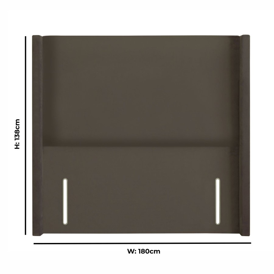 Mole Velvet Super King Winged Plain Headboard - Langston
