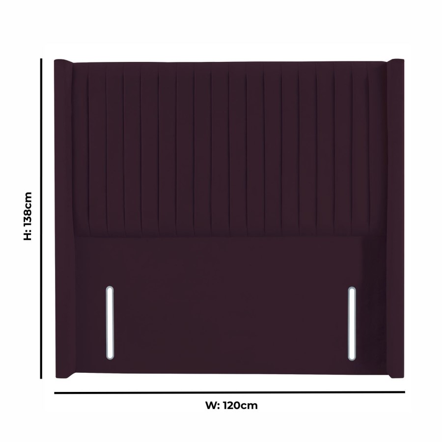 Burgundy Velvet Small Double Winged Pleat Headboard - Langston