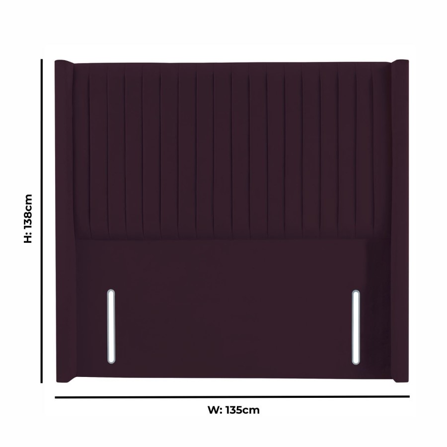 Burgundy Velvet Double Winged Pleat Headboard - Langston