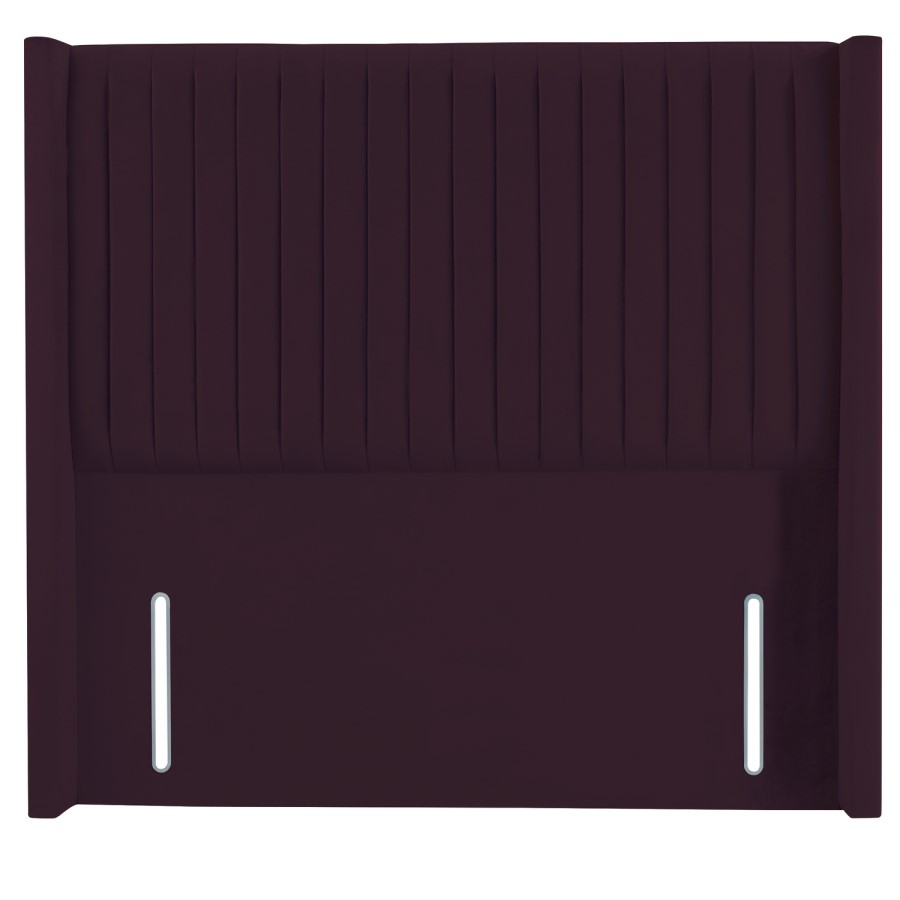 Burgundy Velvet Super King Winged Pleat Headboard - Langston