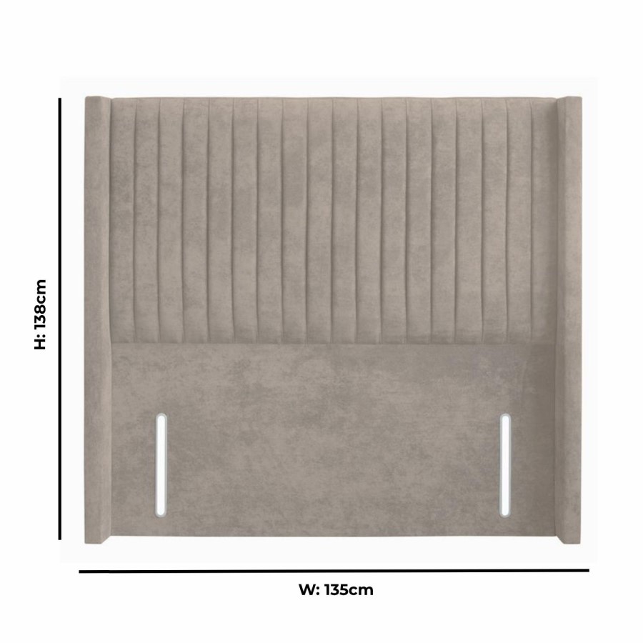 Cream Fabric Double Winged Pleat Headboard - Langston