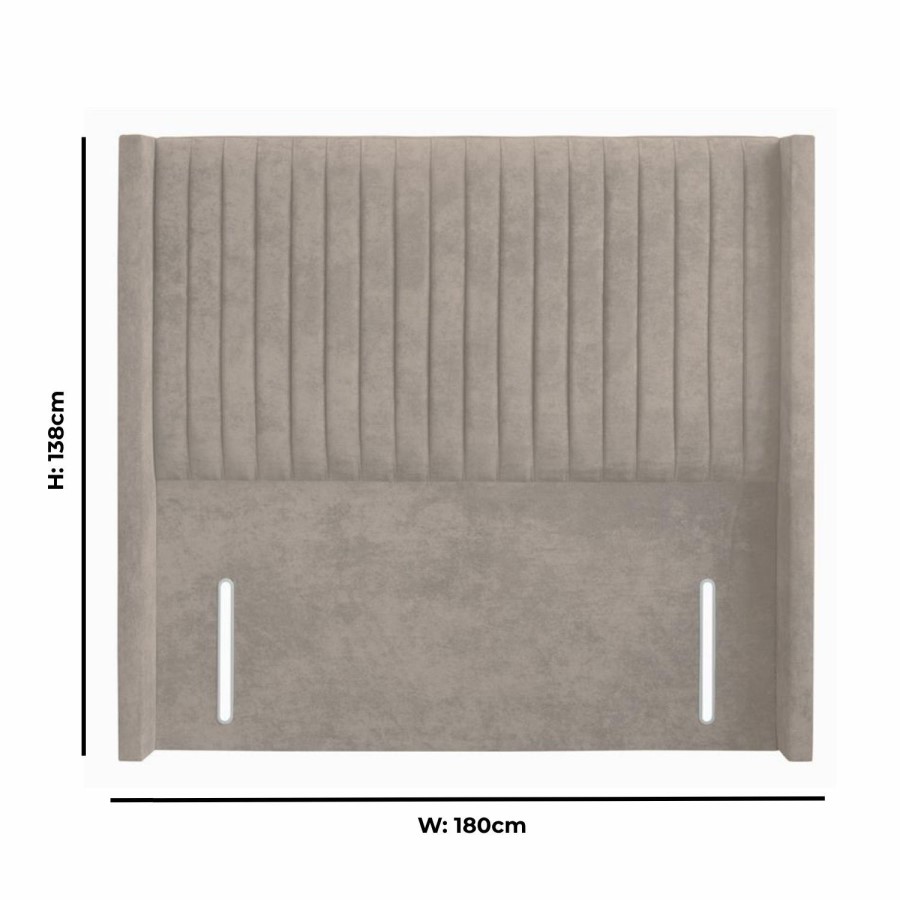 Cream Fabric Super King Winged Pleat Headboard - Langston