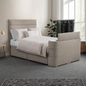 FOL106229 Beige Fabric Double TV Bed with 2 Drawers - Jackson