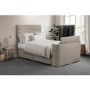 Beige Fabric Double TV bed with Storage - Jackson