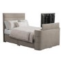 Beige Fabric Double TV bed with Storage - Jackson