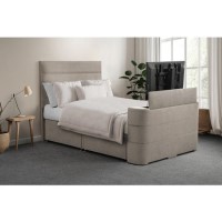 Beige Fabric King Size TV bed with Storage - Jackson