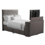 Grey Fabric Double Hybrid TV Bed Frame with Storage - Chic