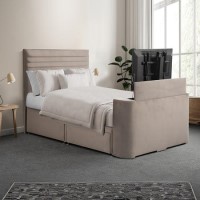 Mink Velvet King Size Hybrid TV Bed Frame with Storage - Chic
