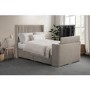 Beige fabric King Size Hybrid TV Bed Frame with Storage - Orlando