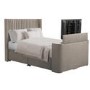 Beige fabric King Size Hybrid TV Bed Frame with Storage - Orlando
