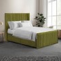 Olive Green Fabric King Size Hybrid TV Bed Frame with Storage - Orlando