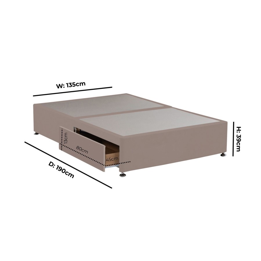 Pink Velvet Double Divan Bed Base with 2 Drawers - Langston