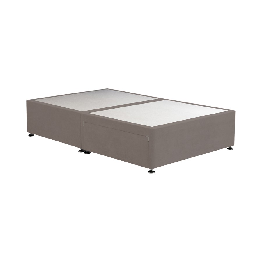 Taupe Small Double Divan Bed Base with 2 Drawers - Langston
