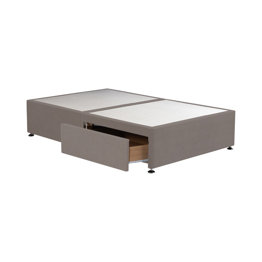 Taupe Small Double Divan Bed Base with 2 Drawers - Langston
