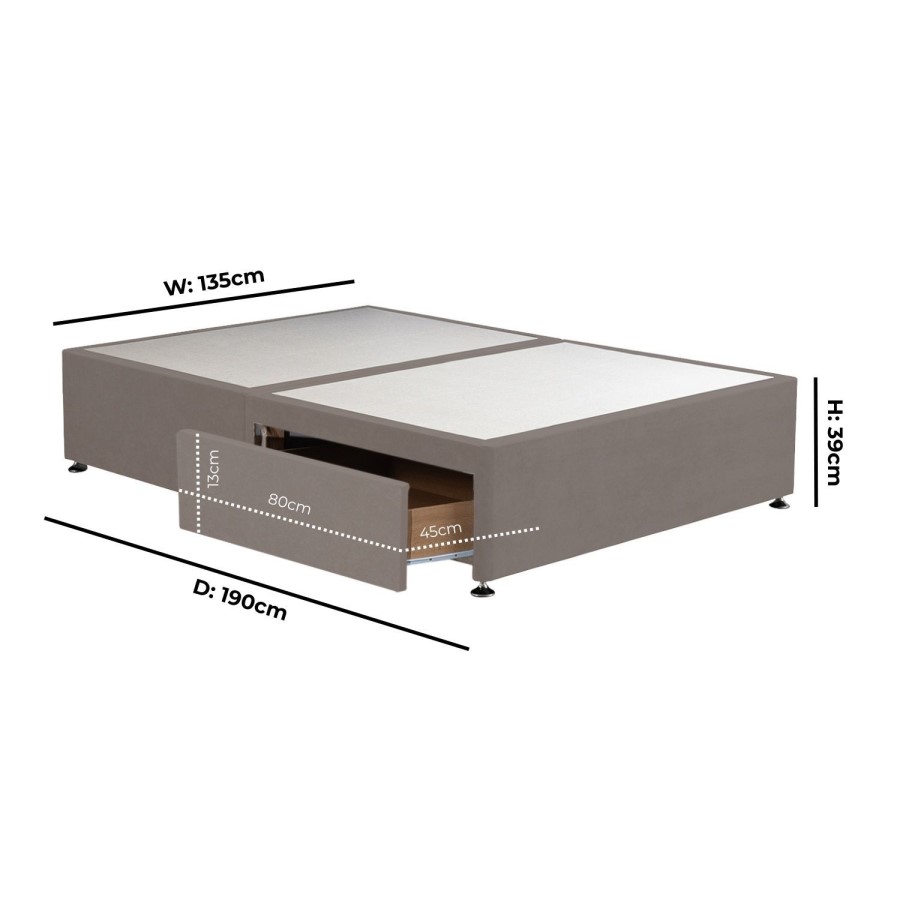 Taupe Double Divan Bed Base with 2 Drawers - Langston