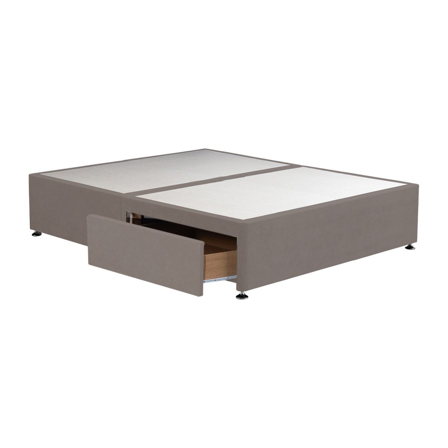 Taupe King Size Divan Bed Base with 2 Drawers - Langston