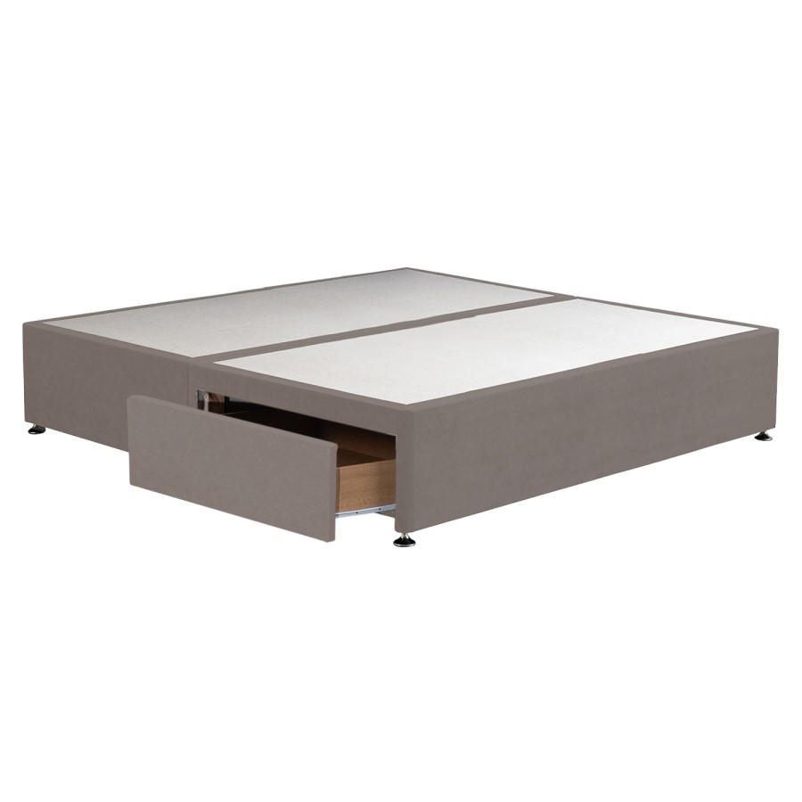 Taupe Super King Size Divan Bed Base with 2 Drawers - Langston