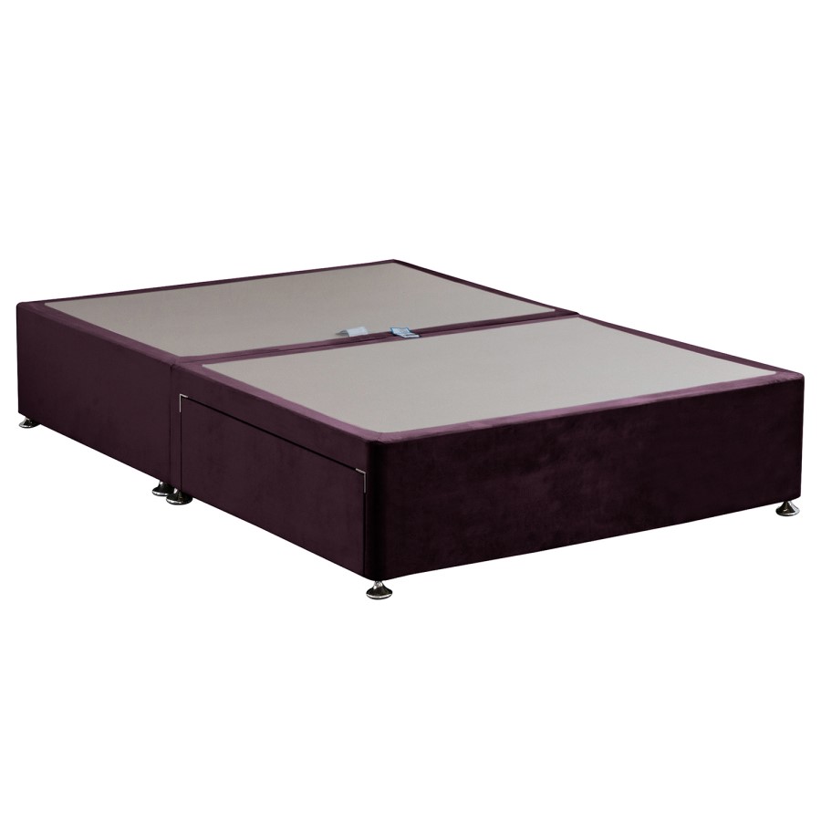 Burgundy Velvet Double Divan Bed Base with 2 Drawers - Langston