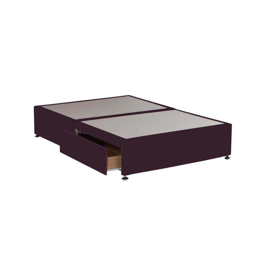 Burgundy Velvet Double Divan Bed Base with 2 Drawers - Langston
