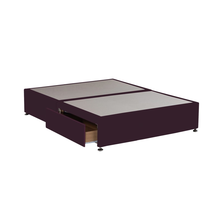 Burgundy Velvet King Size Divan Bed Base with 2 Drawers - Langston