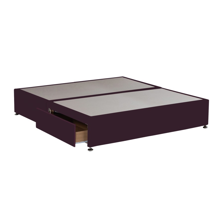 Burgundy Velvet Super King Size Divan Bed Base with 2 Drawers - Langston