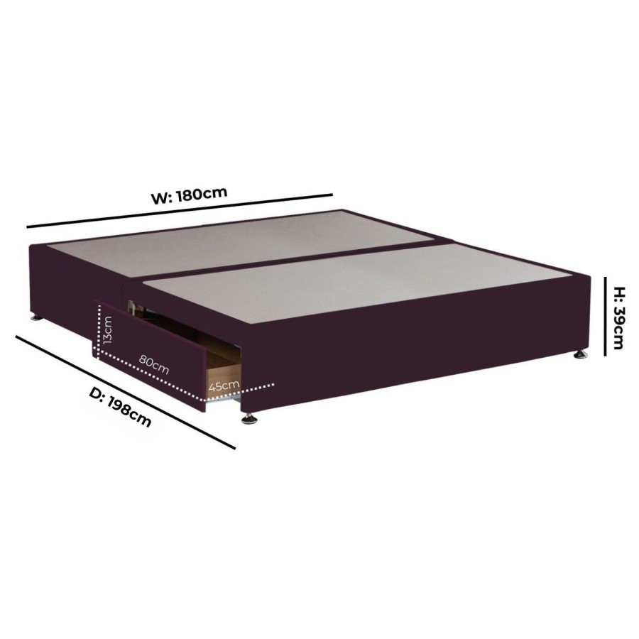 Burgundy Velvet Super King Size Divan Bed Base with 2 Drawers - Langston