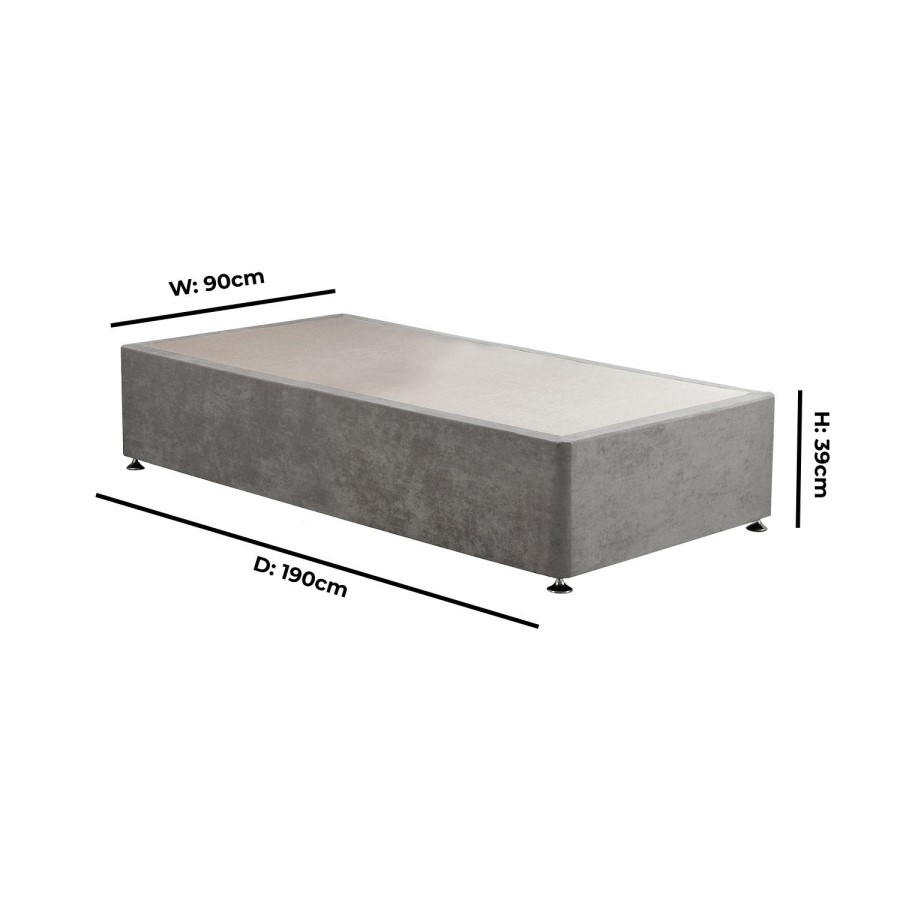 Grey Fabric Single Divan Bed Base - Langston