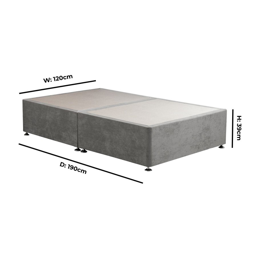Grey Fabric Small Double Divan Bed Base - Langston