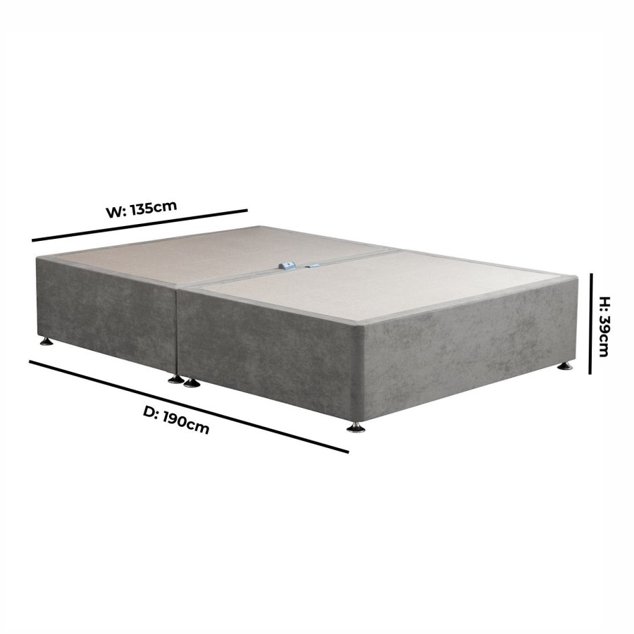 Grey Fabric  Double Divan Bed Base - Langston