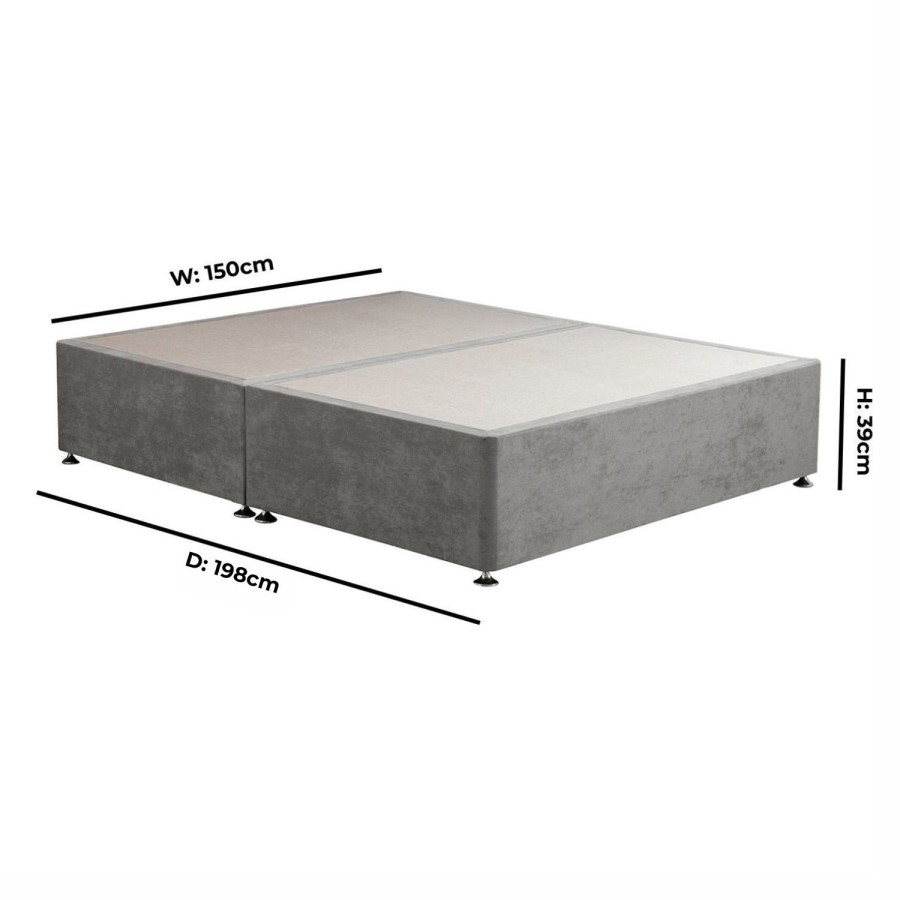 Grey Fabric King Size Divan Bed Base - Langston