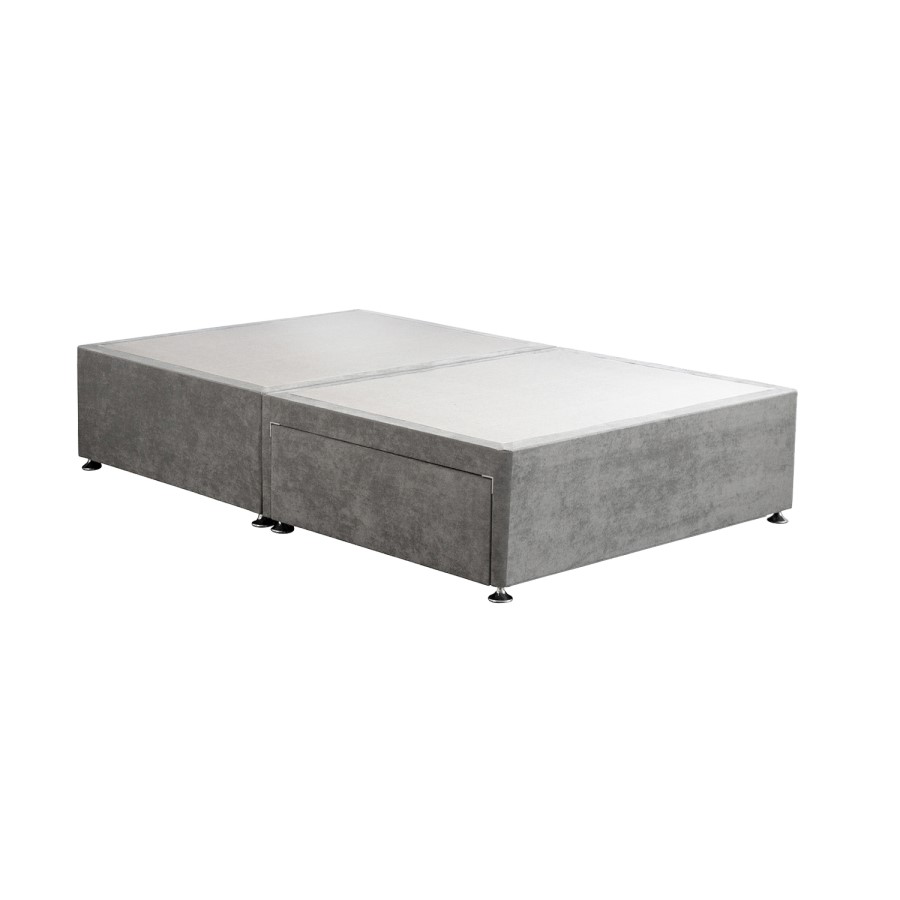 Grey Fabric Small Double Divan Bed Base with 2 Drawers - Langston