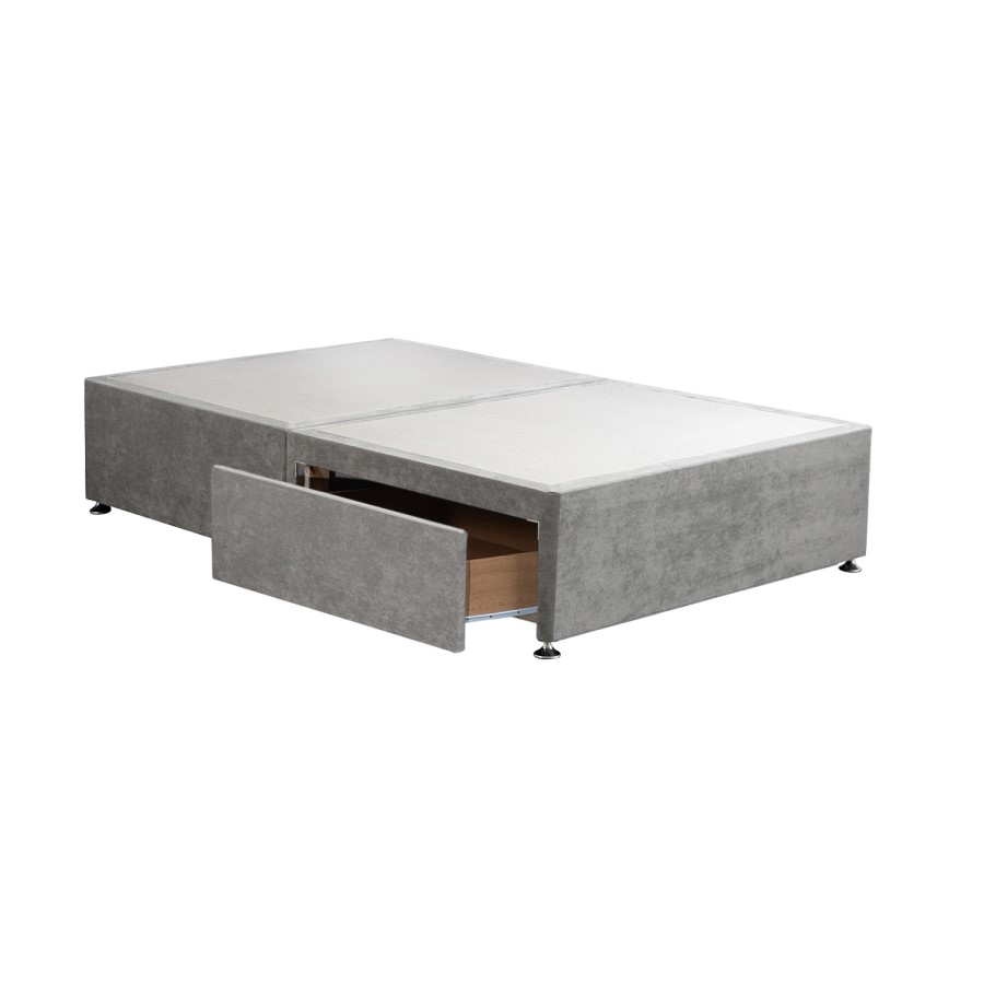 Grey Fabric Small Double Divan Bed Base with 2 Drawers - Langston