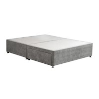 Grey Fabric  King Size Divan Bed Base with 2 Drawers - Langston