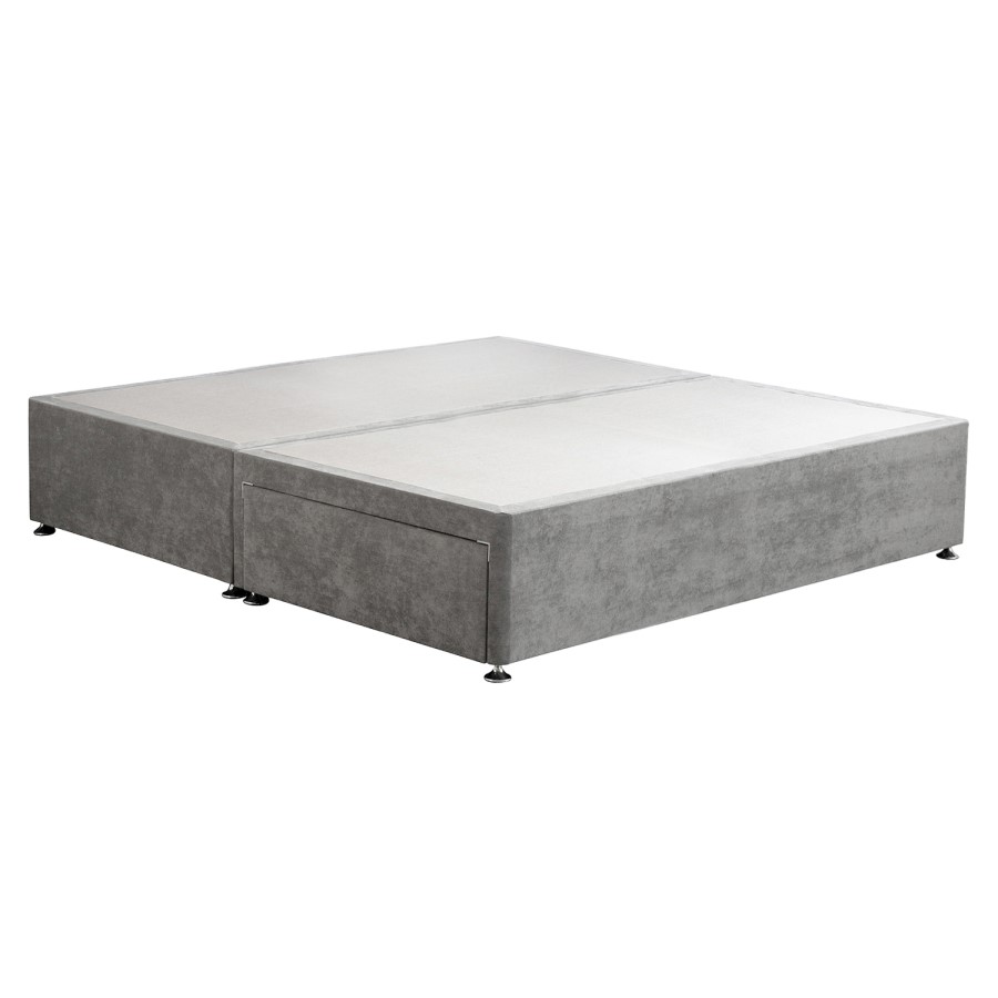Grey Fabric Super King Size Divan Bed Base with 2 Drawers - Langston