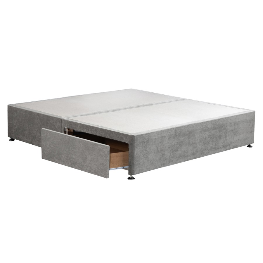Grey Fabric Super King Size Divan Bed Base with 2 Drawers - Langston