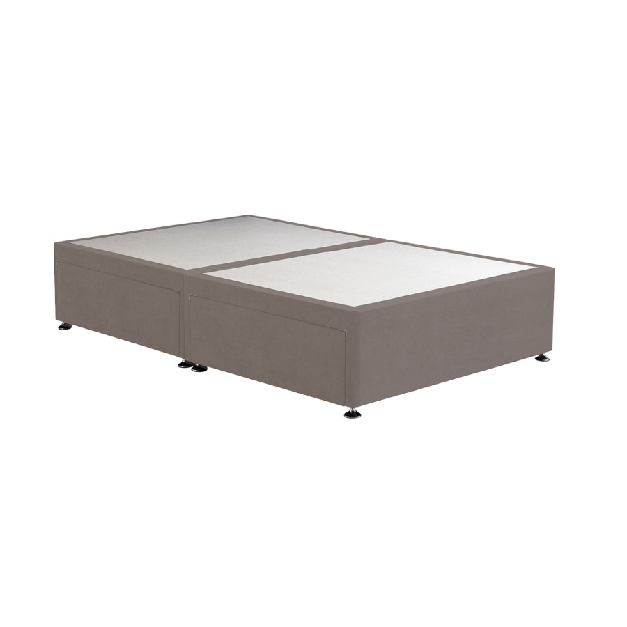 Taupe Small Double Divan Bed Base with 4 Drawers - Langston