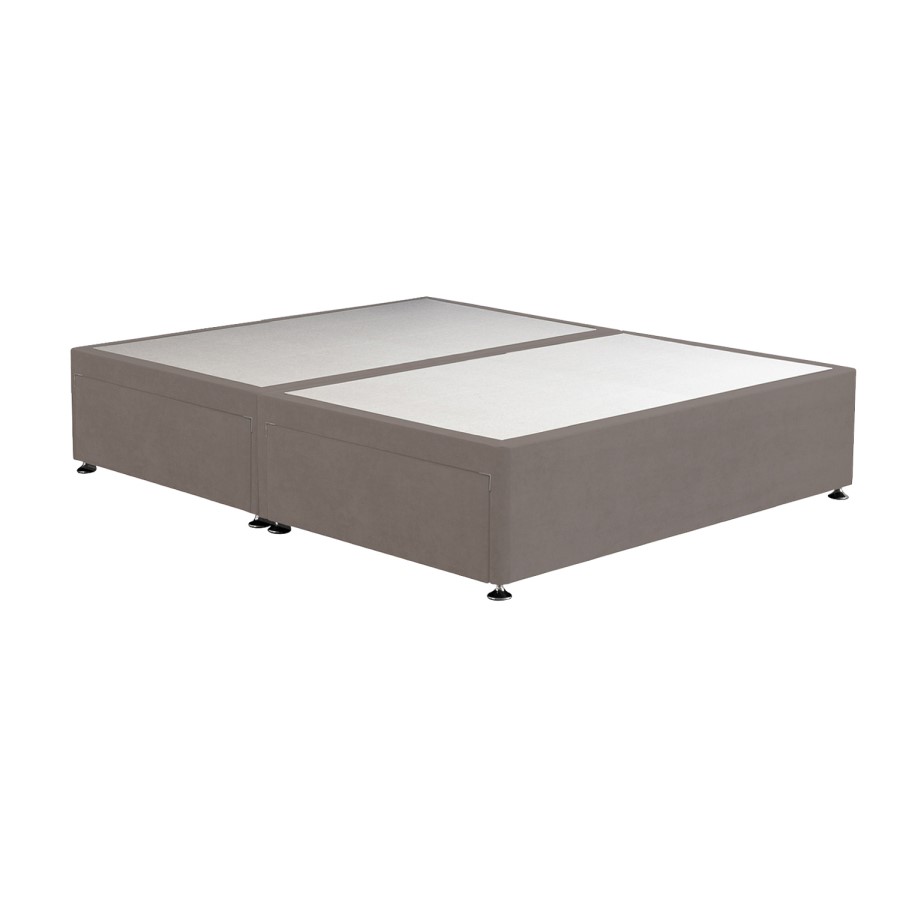 Taupe King Size Divan Bed Base with 4 Drawers - Langston