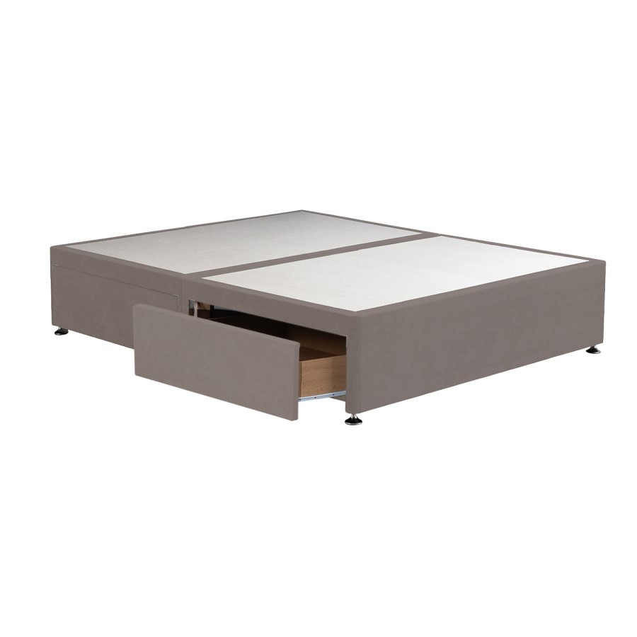 Taupe King Size Divan Bed Base with 4 Drawers - Langston