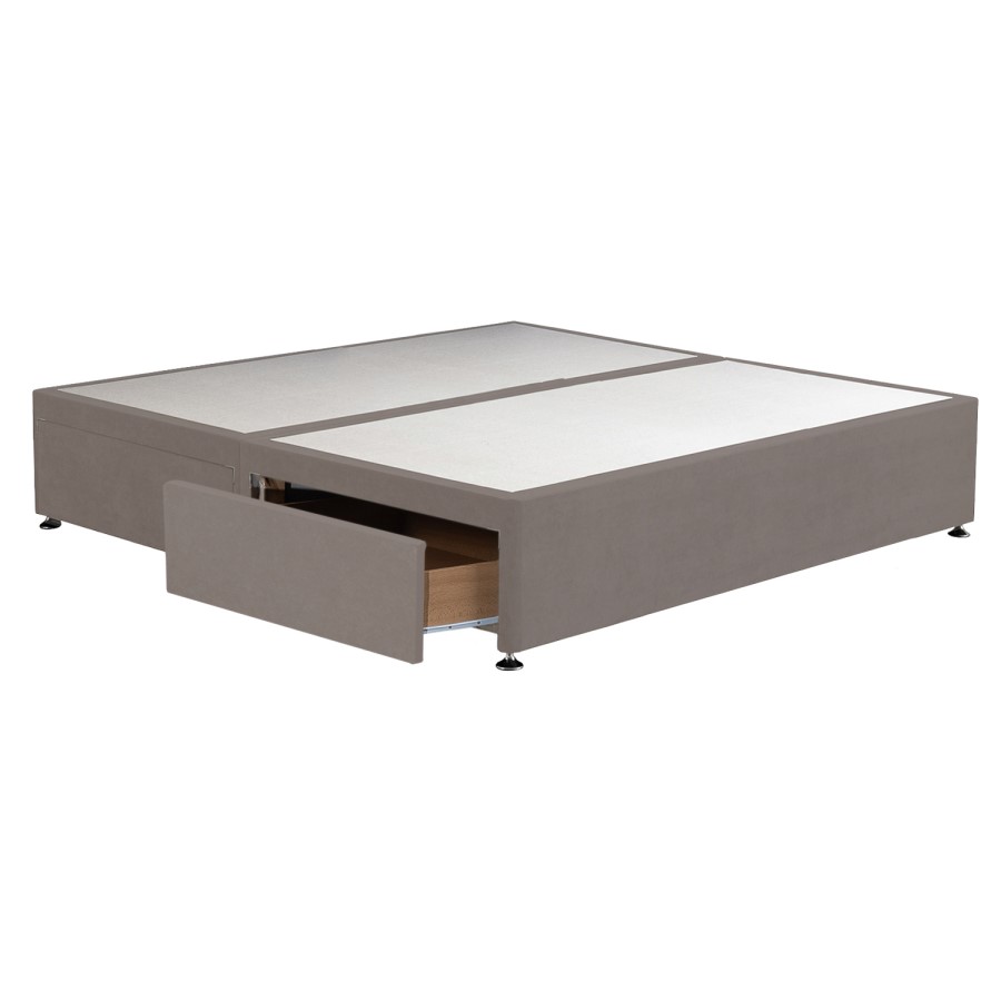 Taupe Super King Size Divan Bed Base with 4 Drawers - Langston